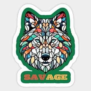 Mosaic Savage Wolf Sticker